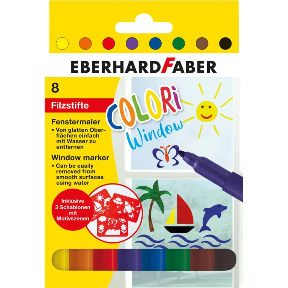 EBERHARD FABER Fenstermarker, 8er Kartonetui mit Schablonen (EAN: 4087205500227)