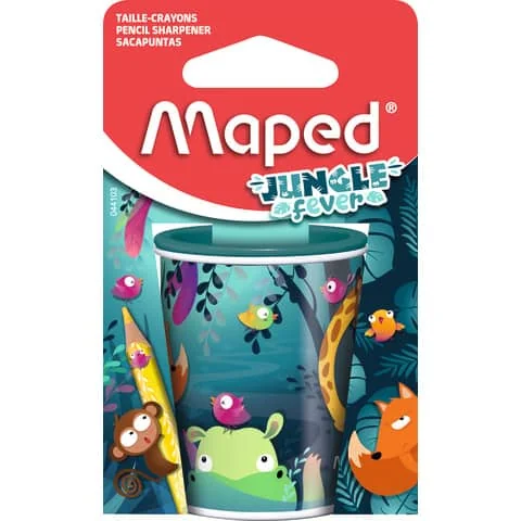 Maped Doppel-Spitzdose JUNGLE fever, aus Metall, Blister (EAN: 3154140441036)