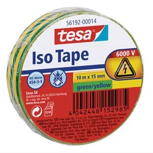 tesa Isolierband ISO TAPE, 15 mm x 10 m, grün / gelb (EAN: 4042448152985)