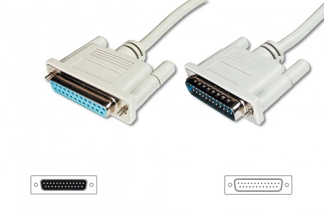 DIGITUS 25-Pol Sub-D Kabel, Stecker - Kupplung, 5,0 m, beige (EAN: 4016032301226)