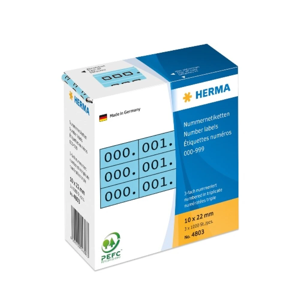 HERMA Nummern-Etiketten 0-999, 10 x 22 mm, schwarz, dreifach (EAN: 4008705048033)