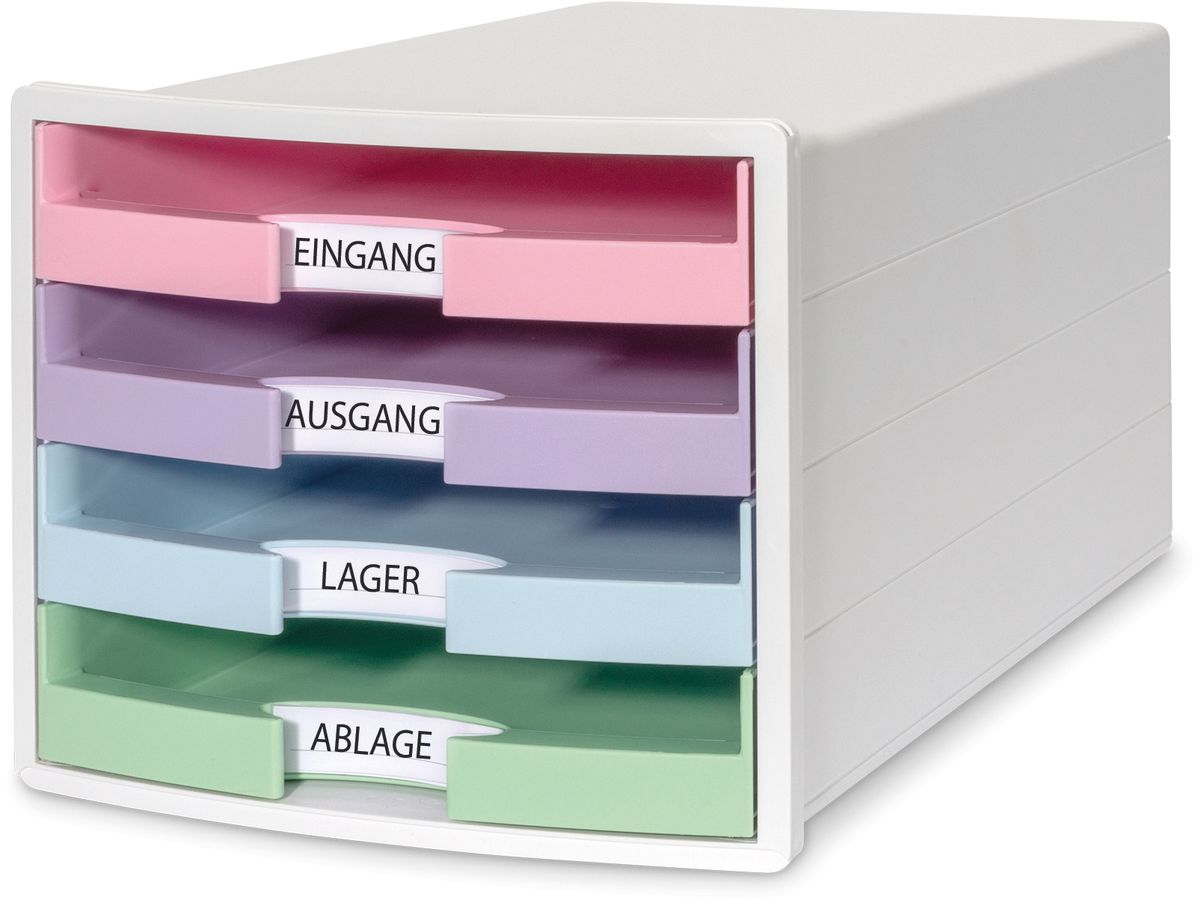 HAN Schubladenbox IMPULS, 4 offene Schübe, weiß/pastell (EAN: 4012473120129)