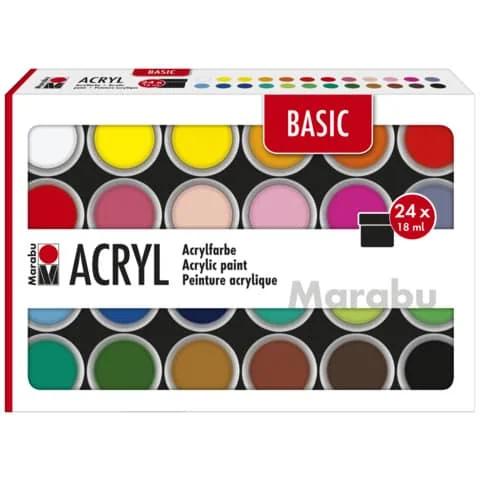 Marabu Acrylfarben-Set BASIC, 24 x 18 ml (EAN: 4068247003488)