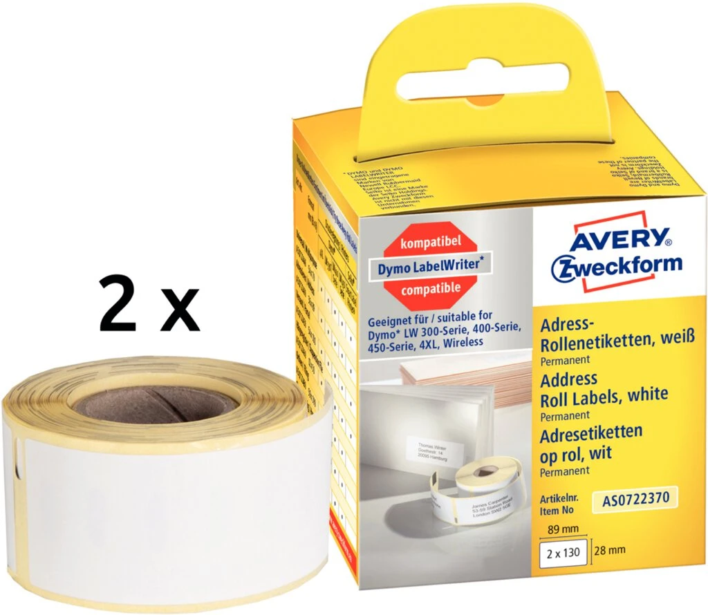 AVERY Zweckform Rollenetiketten, 89 x 28 mm, weiß (EAN: 4004182617021)