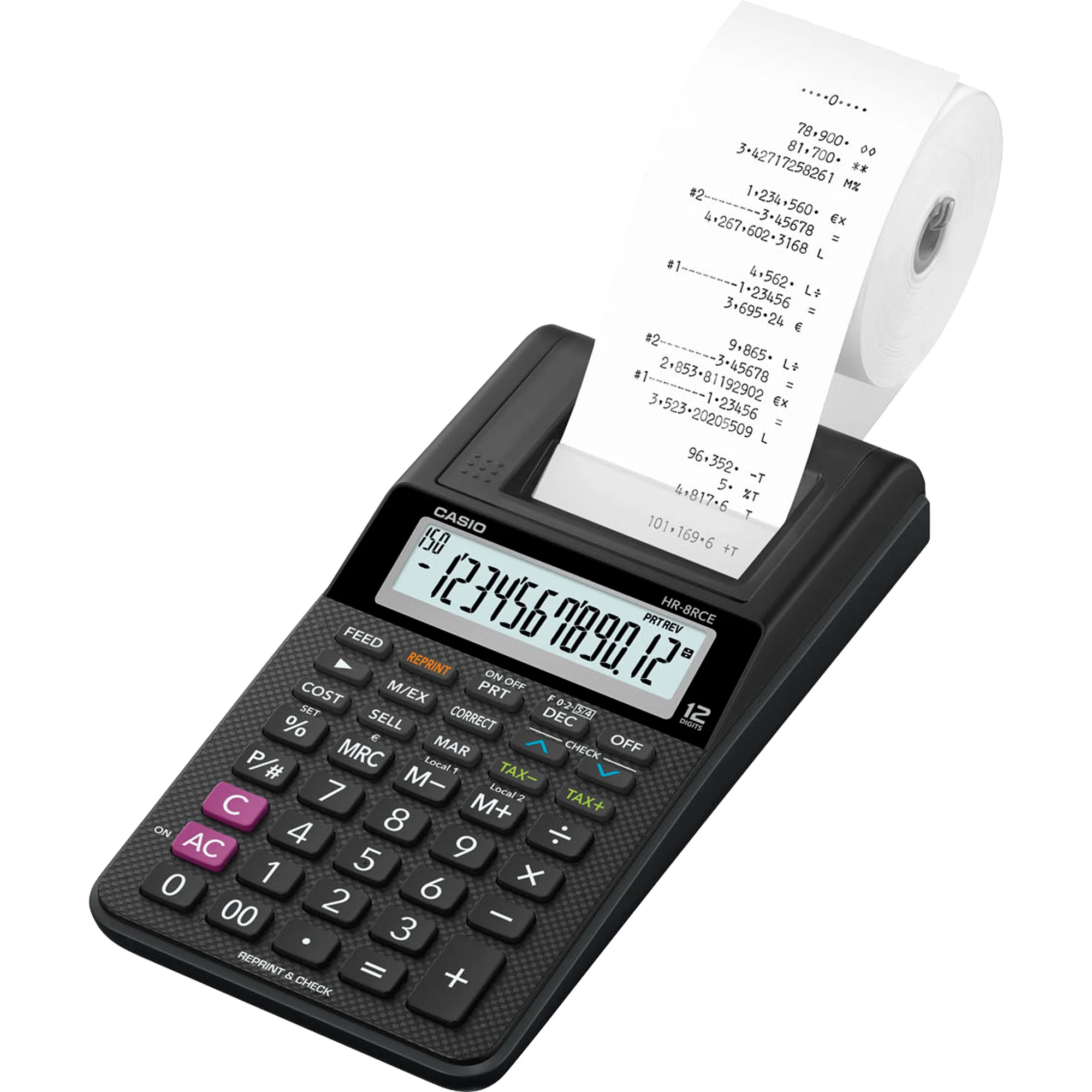CASIO druckender Tischrechner Modell HR-8 RCE-BK, schwarz (EAN: 4971850099604)