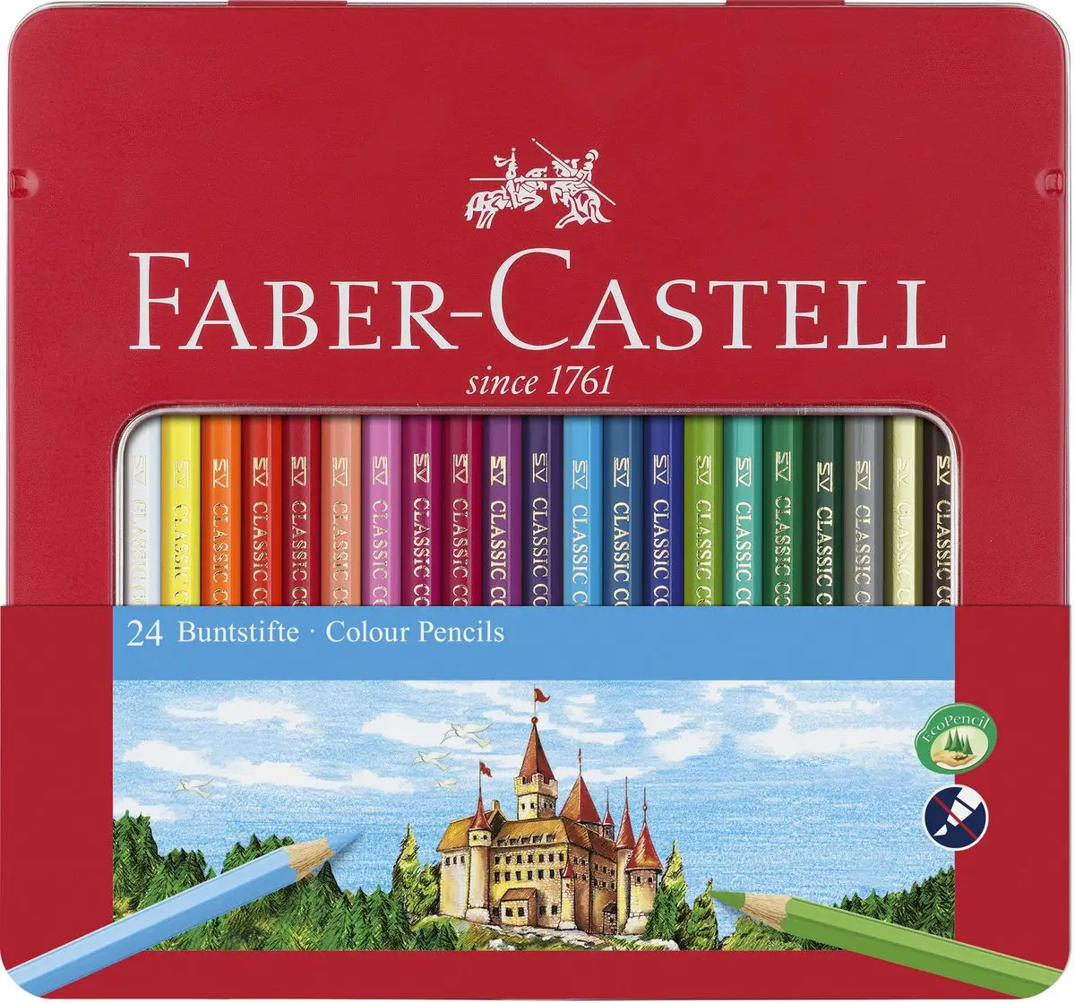 FABER-CASTELL Hexagonal-Buntstifte CASTLE, 24er Metalletui (EAN: 4005401158240)