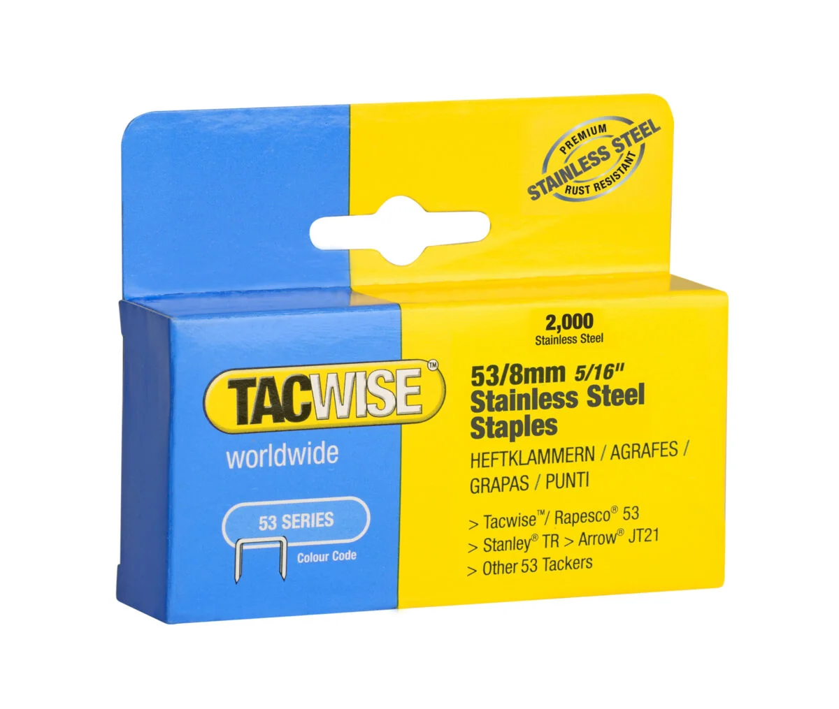 TACWISE Heftklammern 53/8 mm, Edelstahl, 2.000 Stück (EAN: 5051439004003)