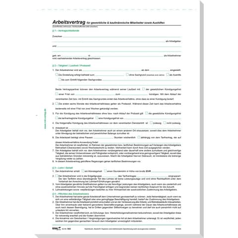 RNK Verlag Vordruck Arbeitsvertrag gewerblich/kaufmännisch (EAN: 4002871050210)