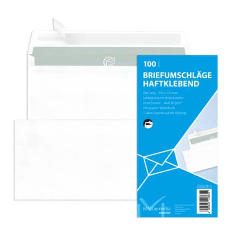MAILmedia Briefumschlag Offset weiß, DIN Lang, ohne Fenster (EAN: 4003928228651)
