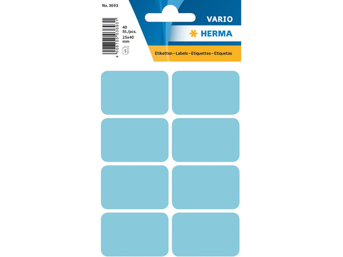 HERMA Vielzweck-Etiketten, 26 x 40 mm, blau, Kleinpackung (EAN: 4008705036931)