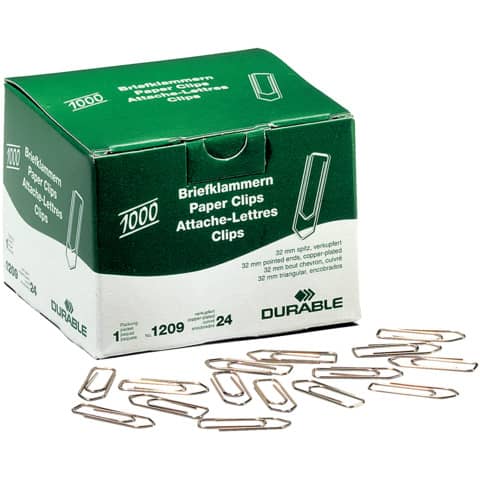 DURABLE Büroklammern, verkupfert, spitz, 32 mm (EAN: 4005546102054)