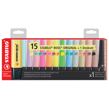 STABILO Textmarker BOSS ORIGINAL, 15er Tischset (EAN: 4006381609159)