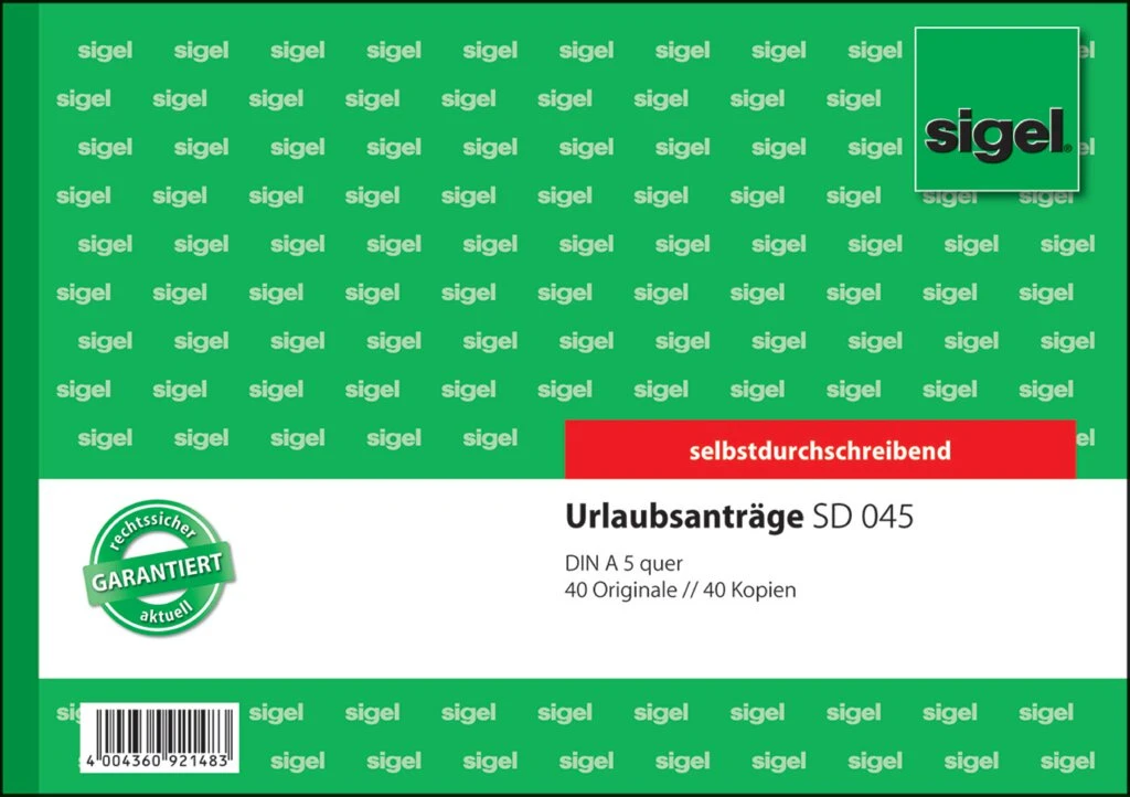 sigel Formularbuch "Urlaubsantrag", A5 quer, SD (EAN: 4004360921483)