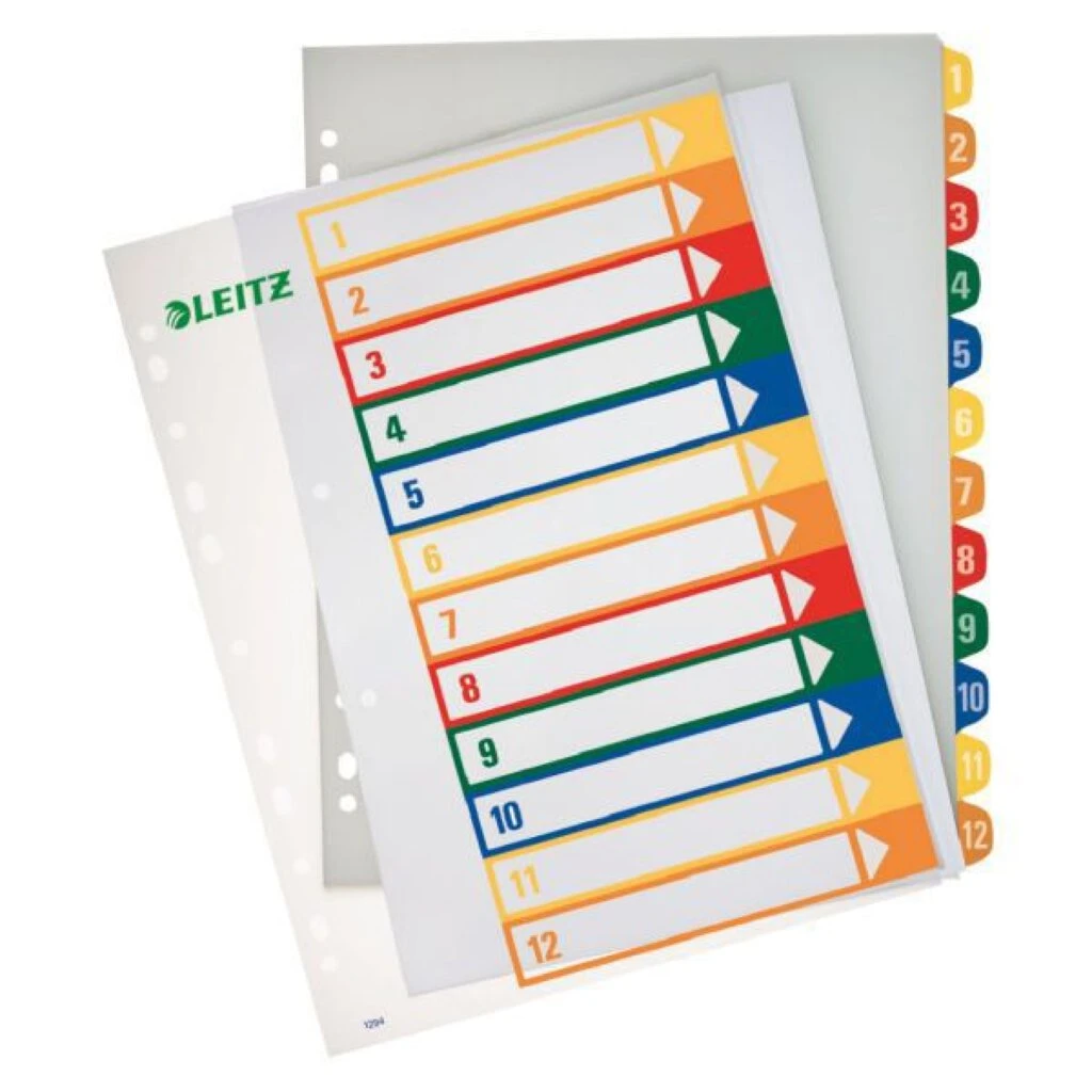LEITZ Kunststoff-Register, Zahlen, A4 Überbreite, 1-12, PC- (EAN: 4002432358489)