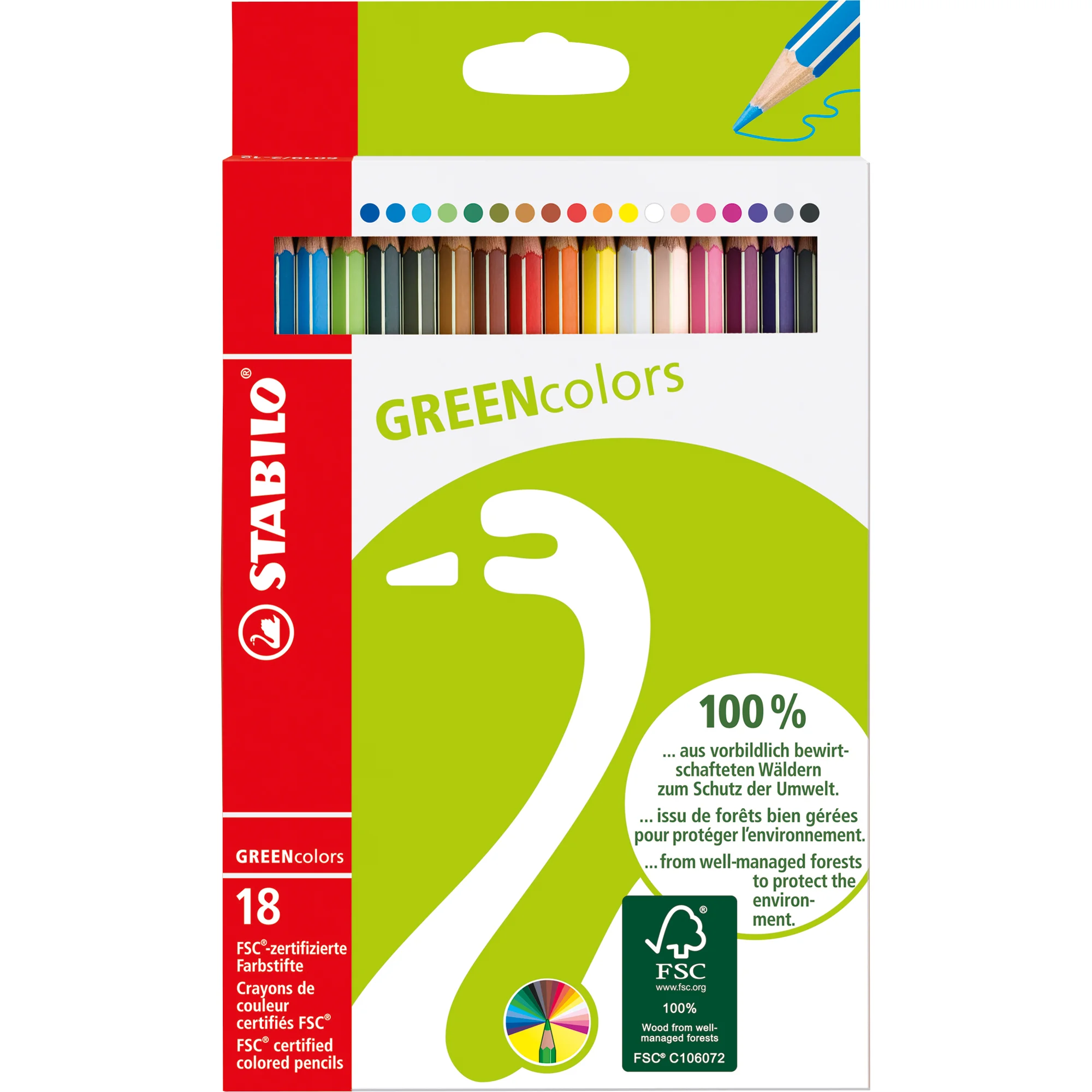 STABILO Buntstifte GREENcolors, 18er Kartonetui (EAN: 4006381366083)