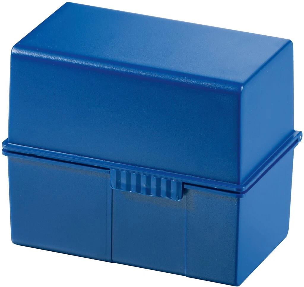 HAN Karteikasten, Polystyrol, A8 quer, blau, bestückt (EAN: 4012473978942)