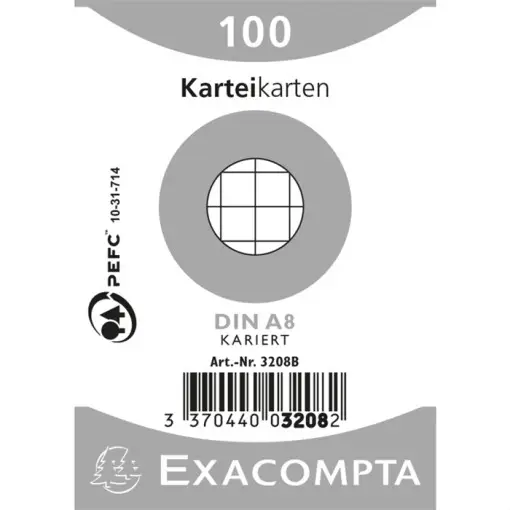 EXACOMPTA Karteikarten, DIN A8, kariert, weiß (EAN: 3370440032082)