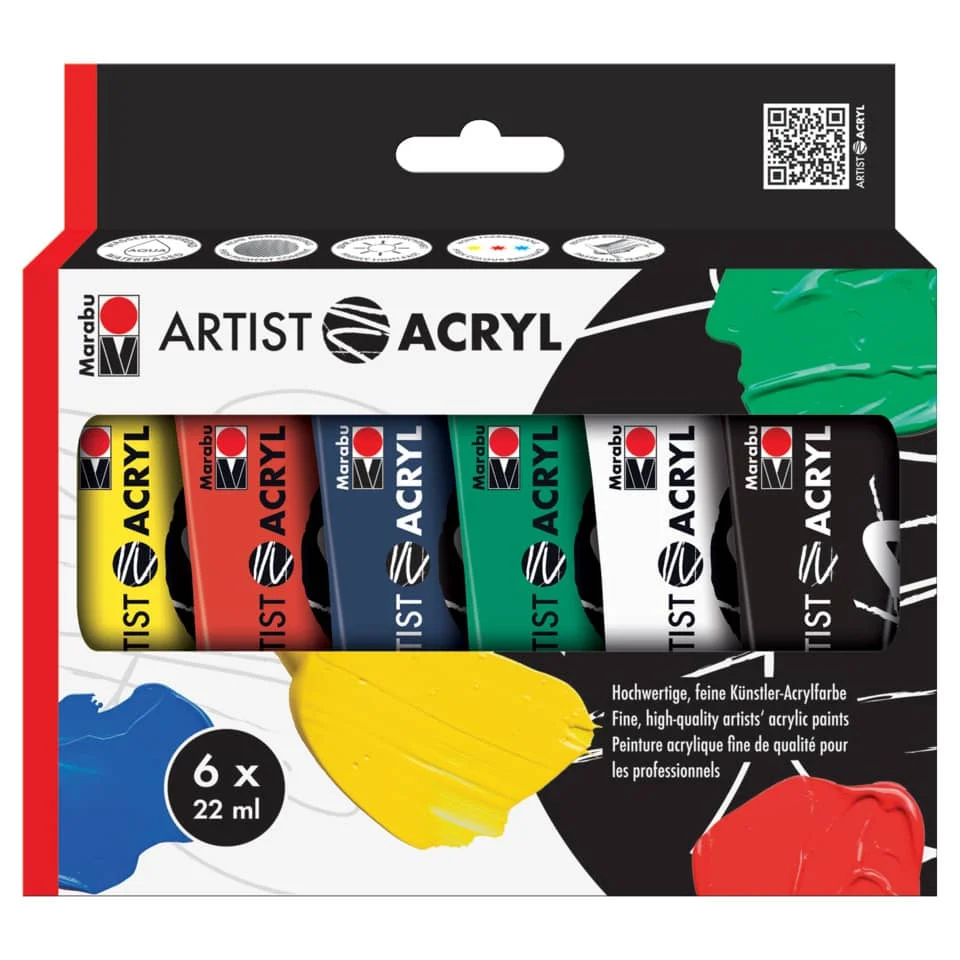 Marabu Acrylfarben-Set "Artist Acryl", 6 x 22 ml (EAN: 4007751631077)