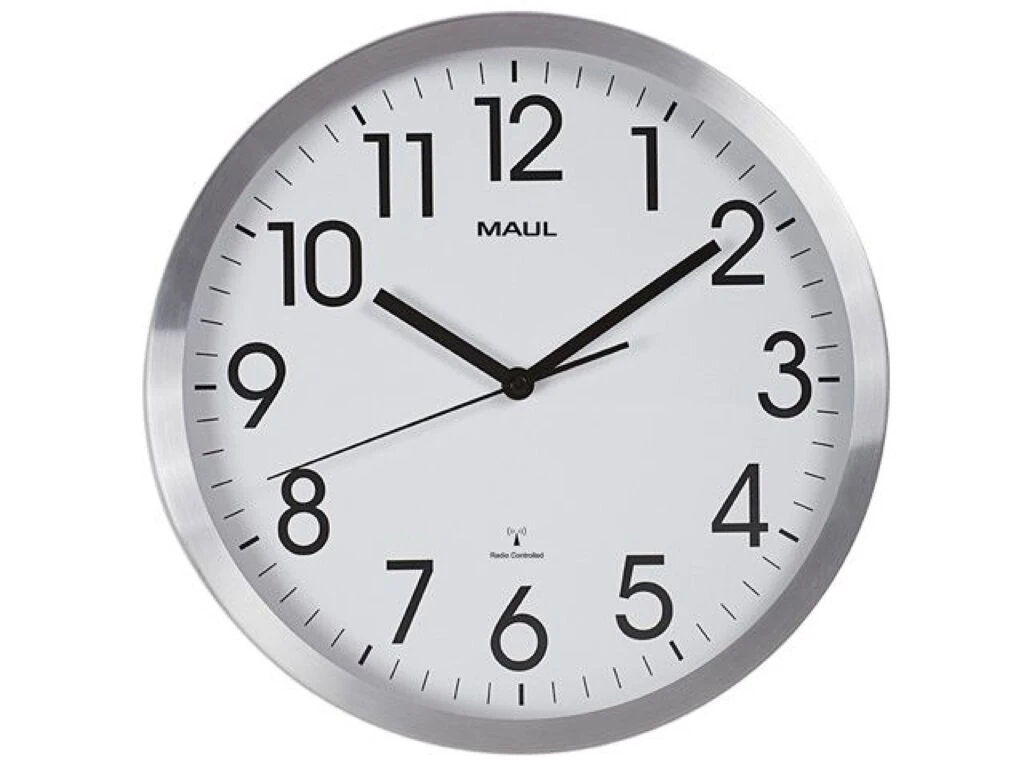 MAUL Wanduhr/Funkuhr MAULmove, Durchmesser: 305 mm, silber (EAN: 4002390065702)