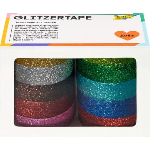 folia Deko-Klebeband "Glitzer Tape", 10-farbig sortiert (EAN: 4001868089165)