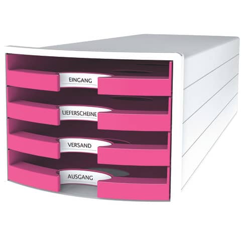 HAN Schubladenbox IMPULS 2.0, 4 offene Schübe, weiß/pink (EAN: 4012473101883)
