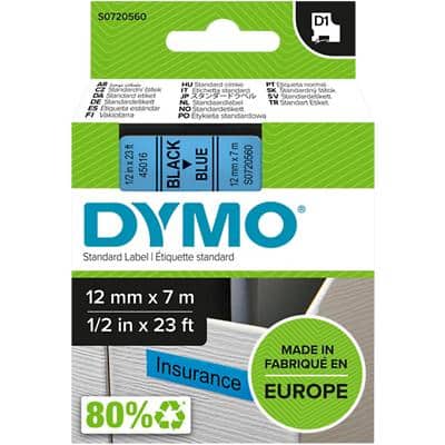 DYMO D1 Schriftbandkassette schwarz/blau, 12 mm x 7 m (EAN: 5411313450164)