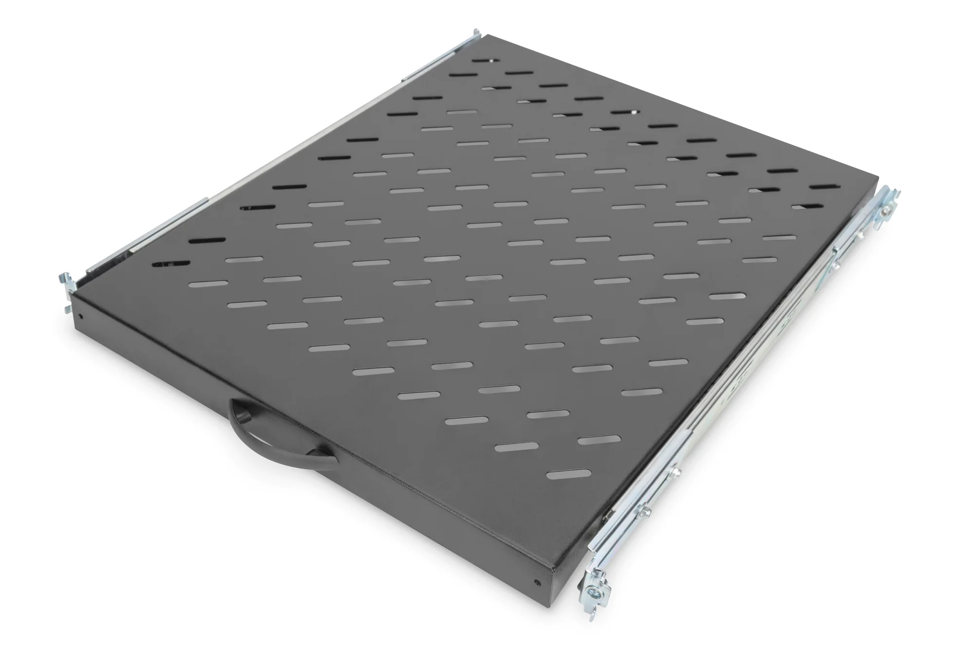 DIGITUS 19" Fachboden, 1 HE, ausziehbar, Tiefe: 525 mm, schwarz (RAL 9005) (EAN: 4016032183495)