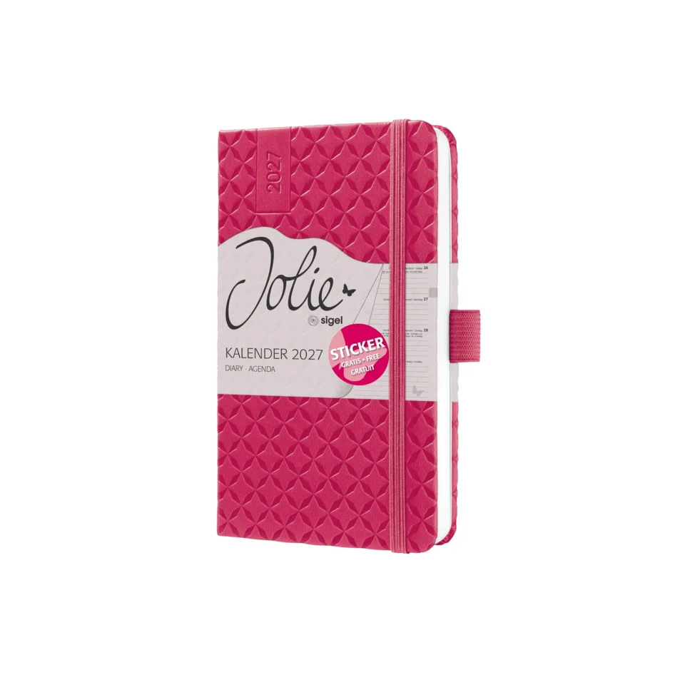 sigel Taschenkalender Jolie Flair 2027, Kunstleder, fuchsia, fuchsia pink (EAN: 4004360776342)