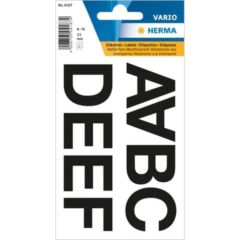 HERMA Buchstaben-Sticker A-N, Folie schwarz, 33 mm (EAN: 4008705041874)
