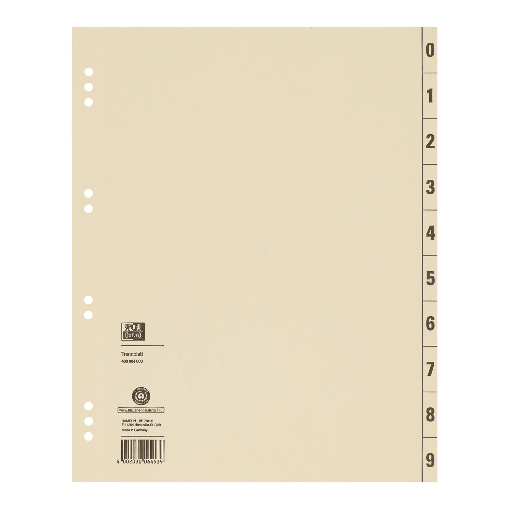 Oxford Trennblätter, 2-seitig bedruckt, chamois, 240x300 mm (EAN: 4002030013551)
