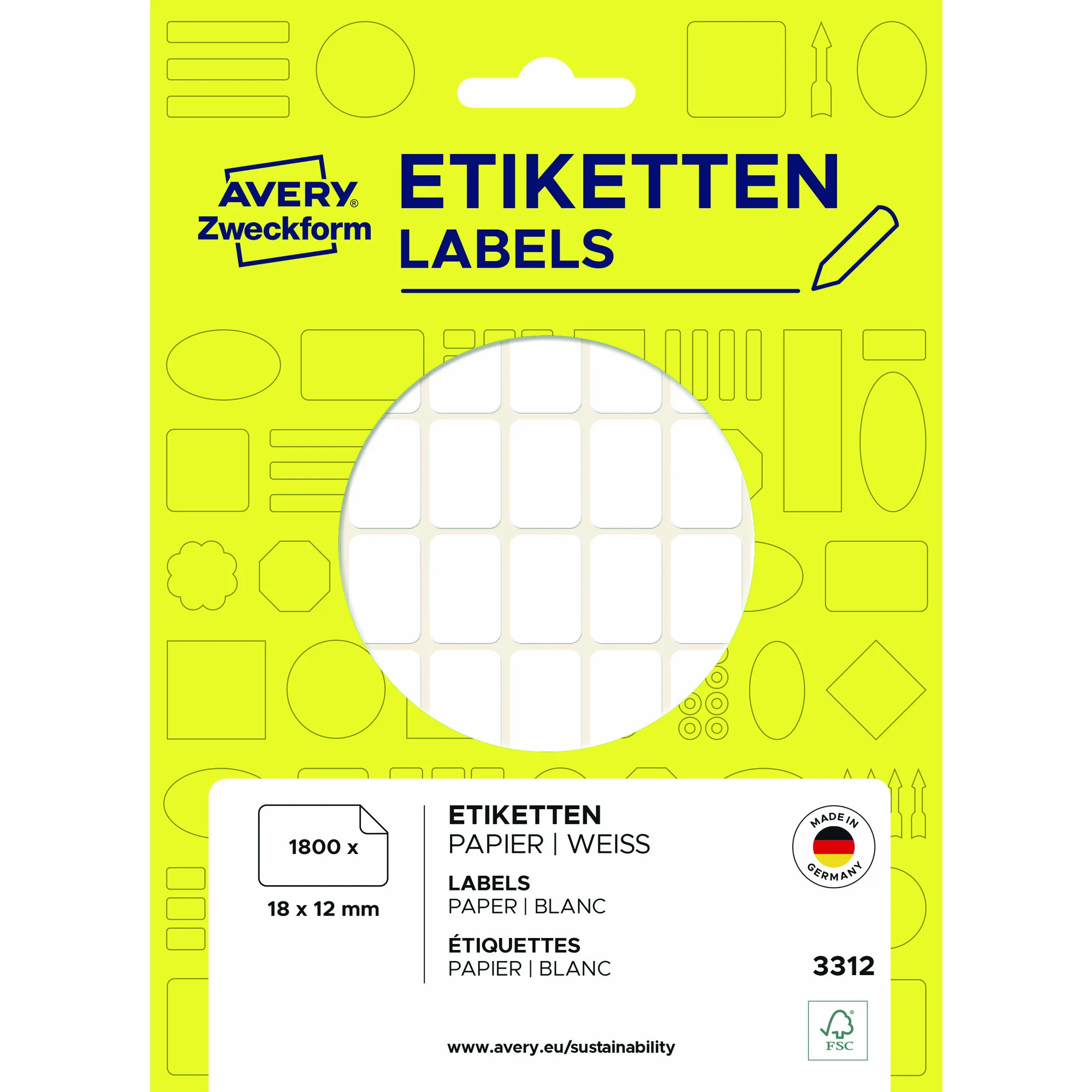 AVERY Zweckform Vielzweck-Etiketten, 18 x 12 mm, weiß, FP (EAN: 4004182033128)
