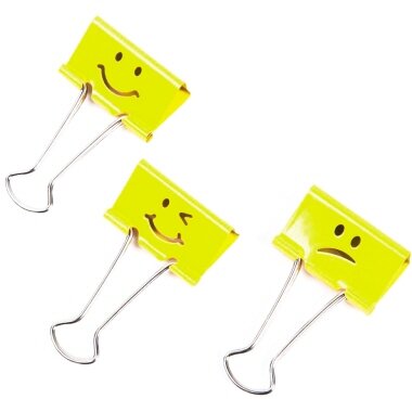 RAPESCO Foldback-Klammern, (B)32 mm, gelb, Emoji (EAN: 5018505025966)