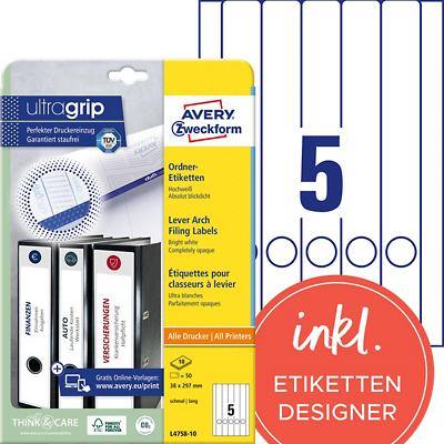 AVERY Zweckform Ordnerrücken-Etiketten, 38 x 297 mm, 10 Bl. (EAN: 4004182433119)