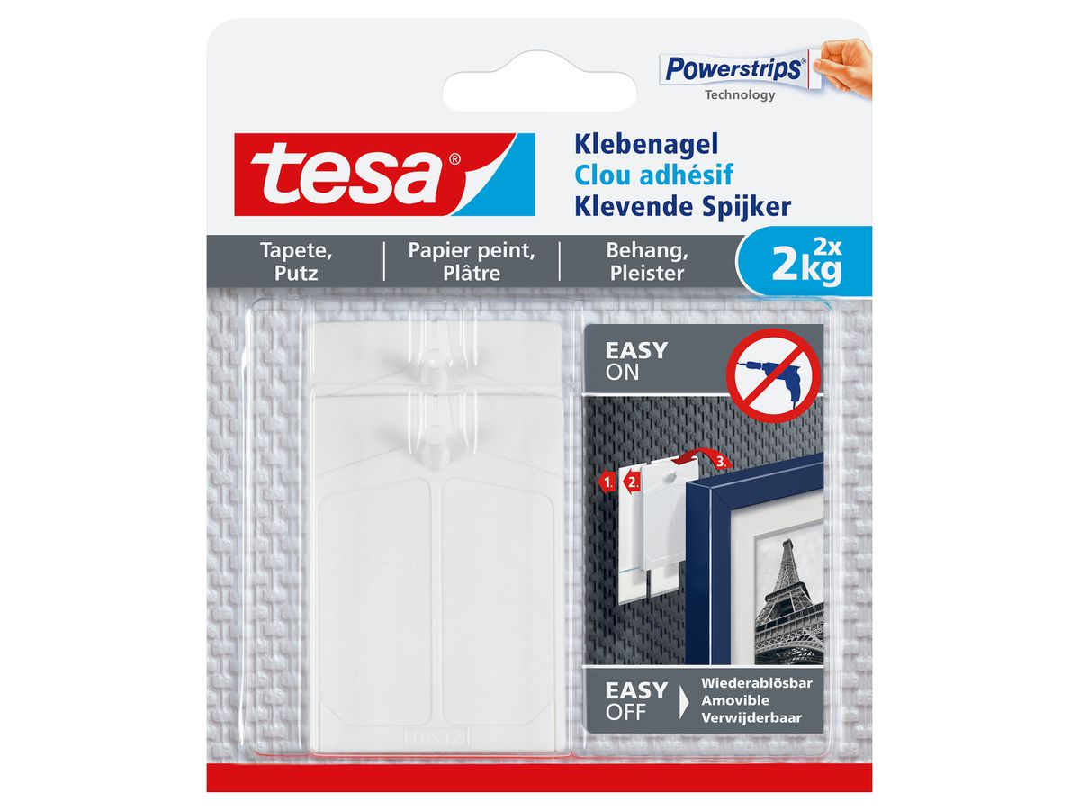 tesa Powerstrips Klebenagel für Tapete und Putz, 2,0 kg (EAN: 4042448340504)
