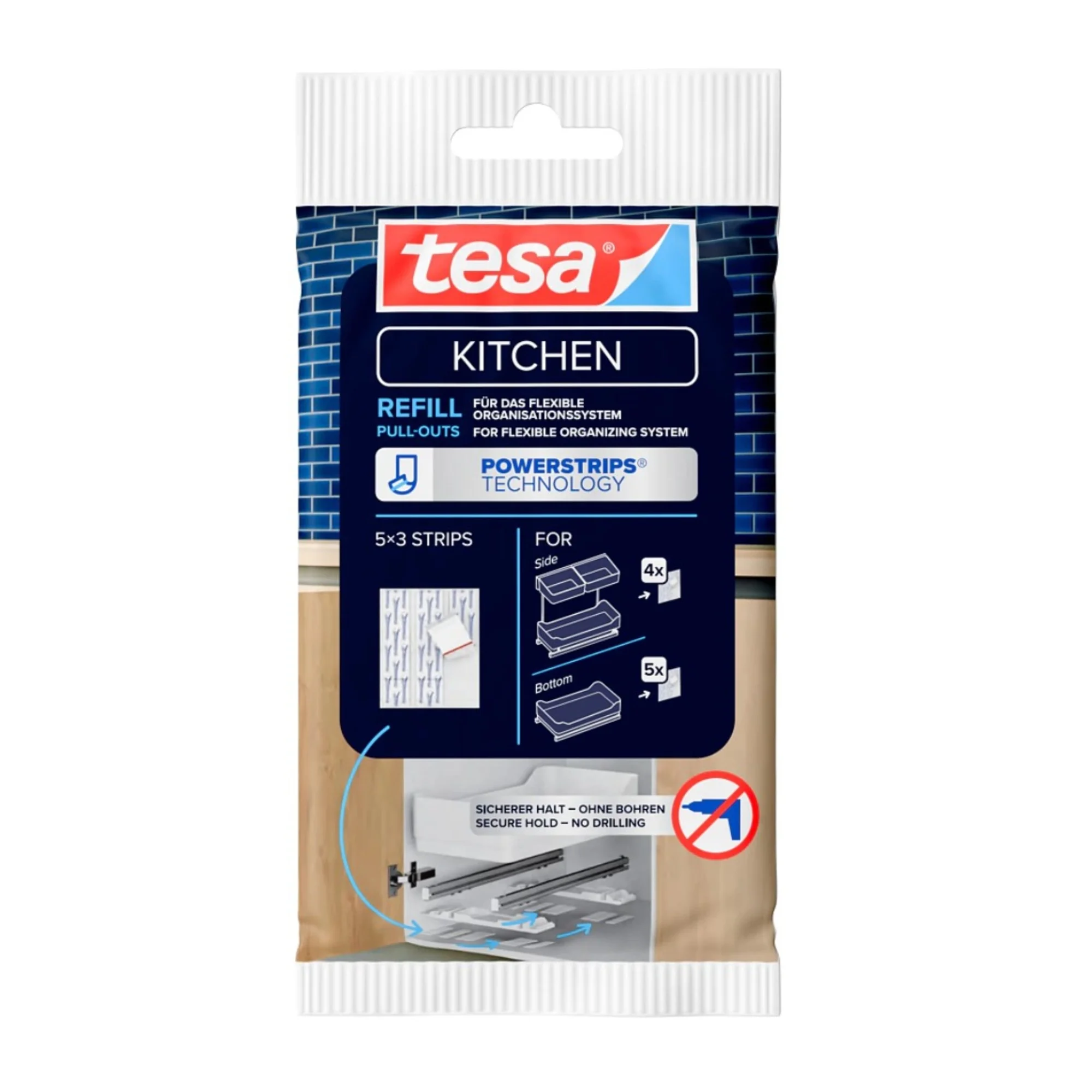 tesa KITCHEN Powerstrips Nachfüllset für Schrankauszüge (EAN: 4063565472787)