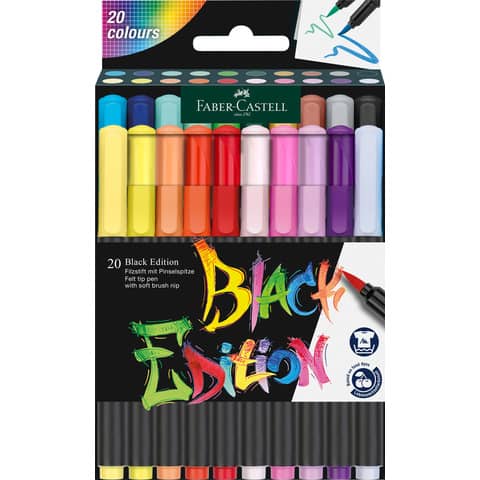 FABER-CASTELL Fasermaler Black Edition, 20er Etui (EAN: 4005401164524)