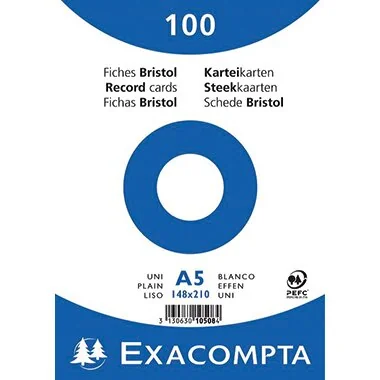 EXACOMPTA Karteikarten, DIN A5, blanko, weiß (EAN: 3130630105084)