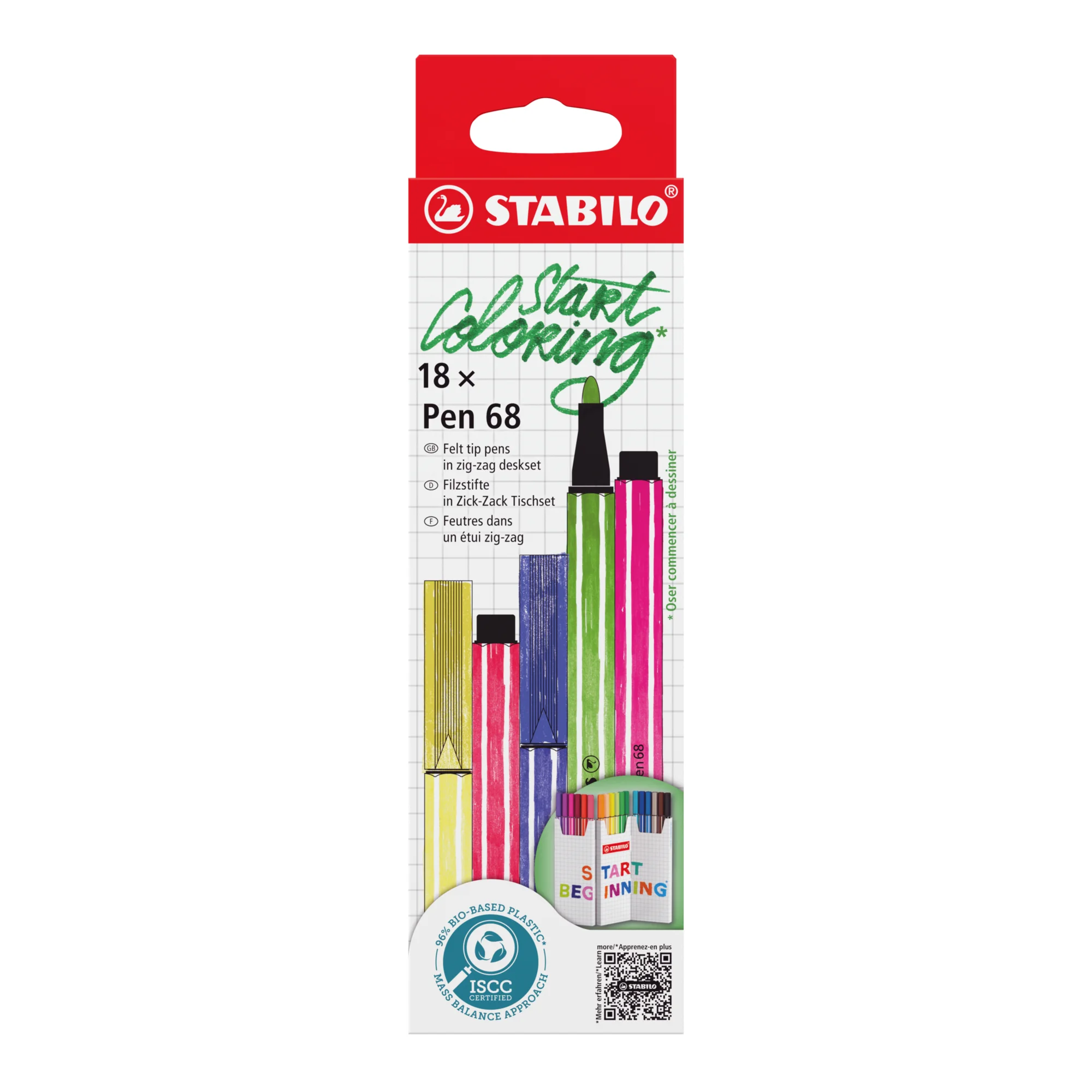 STABILO Fasermaler Pen 68, 18er Zick-Zack Tischset (EAN: 4006381616751)