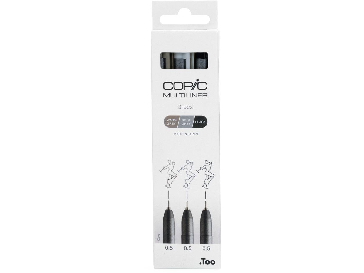 COPIC Fineliner MULTILINER, grau/schwarz, 3er Set (EAN: 4013695266060)