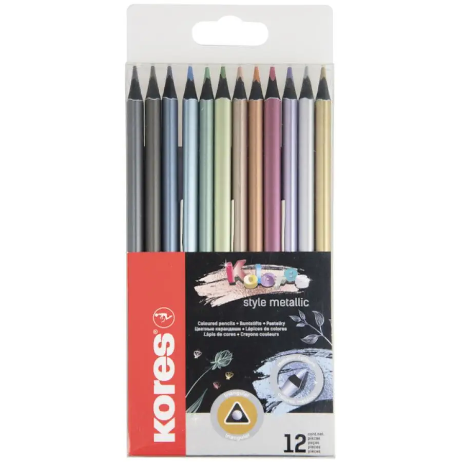 Kores Dreikant-Buntstifte "Kolores Metallic Style", 12er, sortiert in 12 Metallicfarben (EAN: 9023800933164)