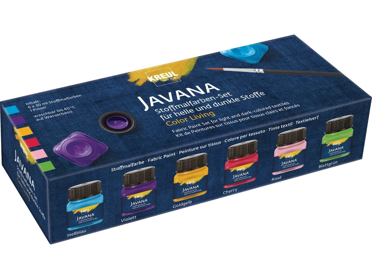 KREUL Textilfarbe JAVANA, Color Living Set, 6 x 20 ml (EAN: 4000798126902)