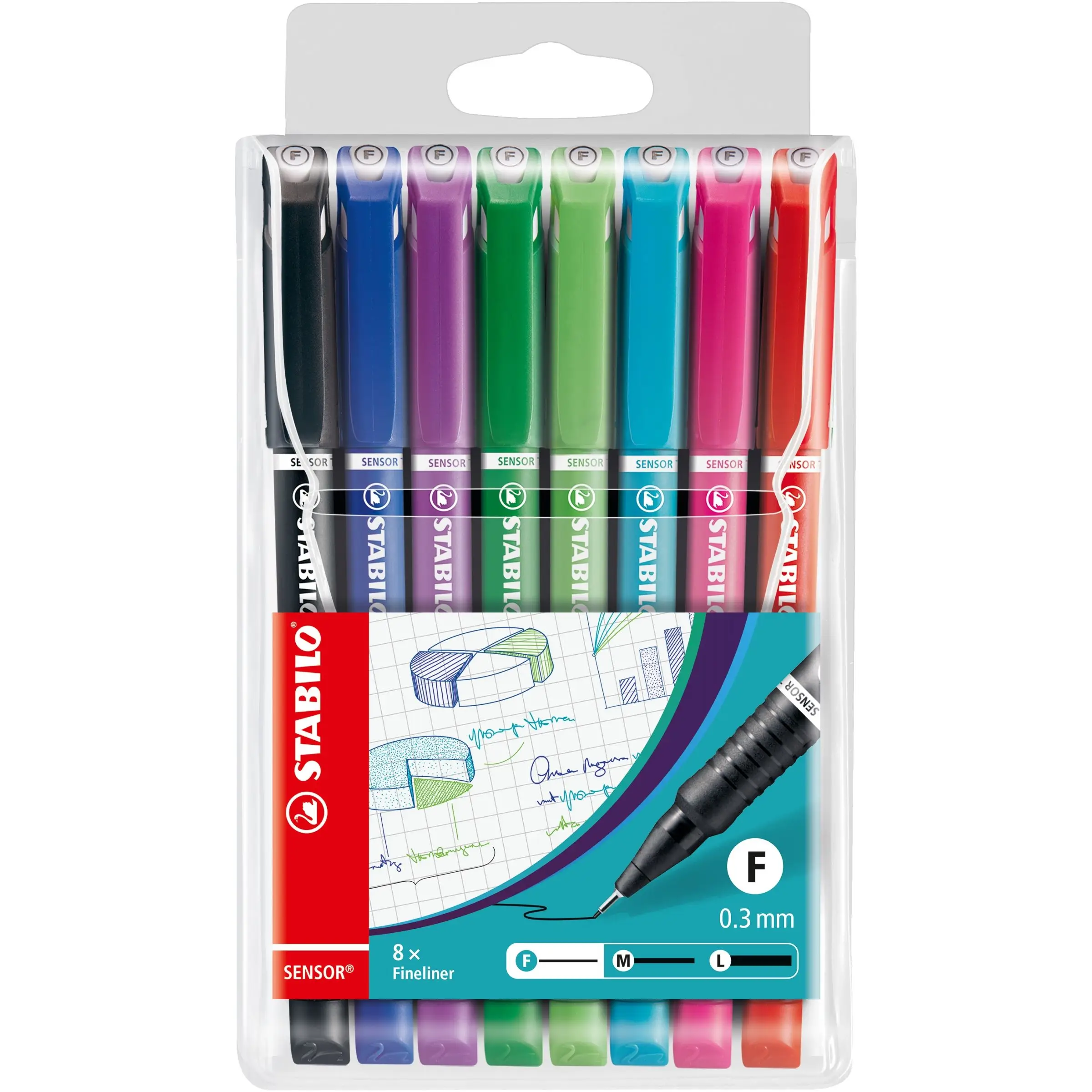 STABILO Fineliner SENSOR fein, 8er Kunststoffetui (EAN: 4006381491945)