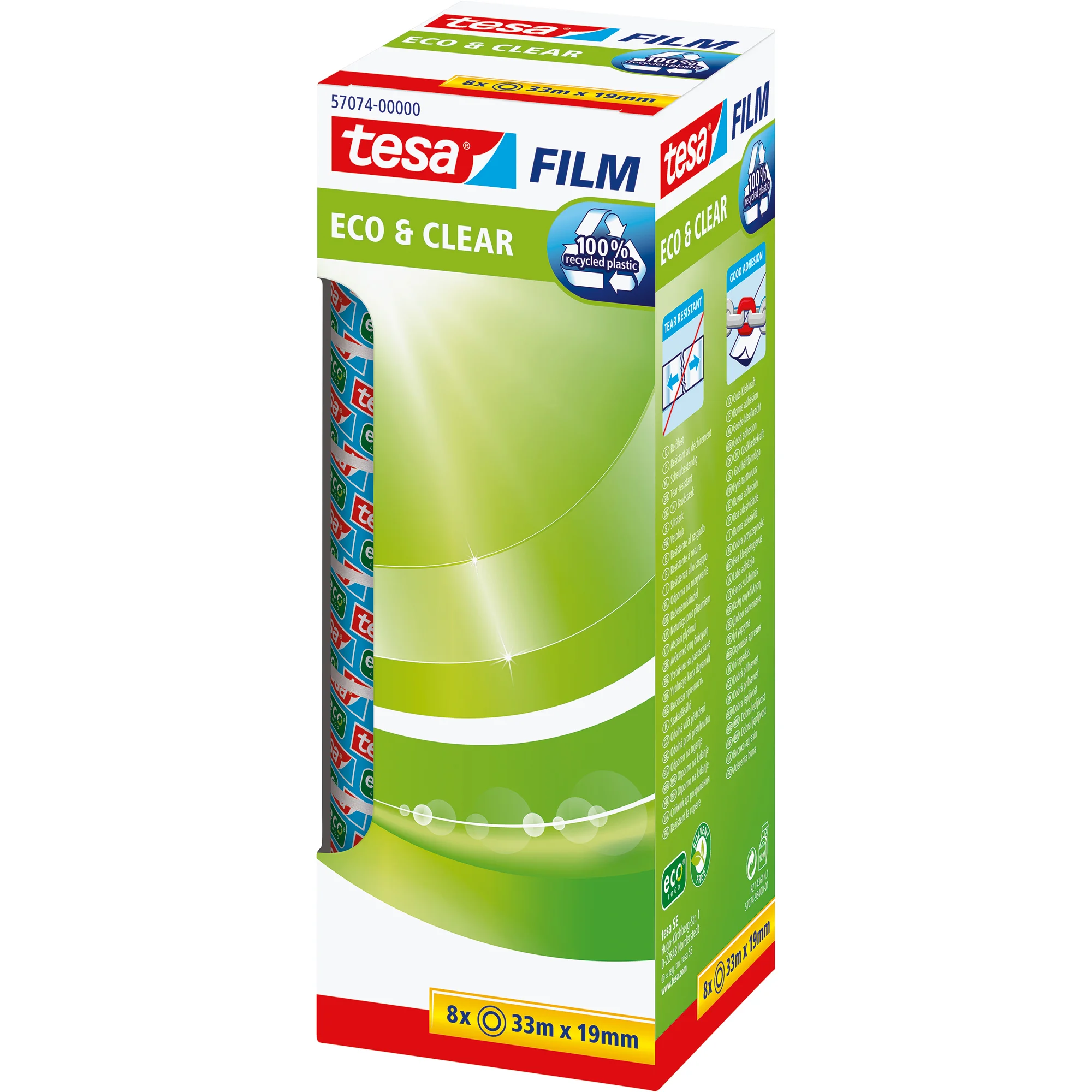 tesa Film Eco & Clear SPARPACK, transparent, 19 mm x 33 m (EAN: 4042448175410)