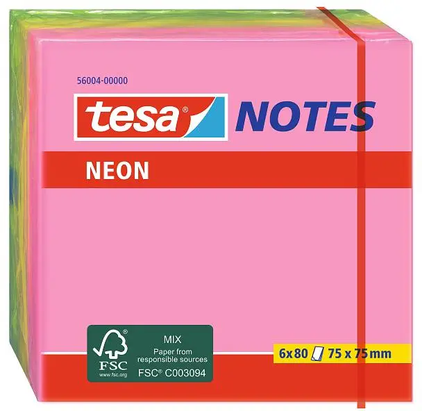 tesa Neon Notes Haftnotizen, 75 x 75 mm, 3-farbig (EAN: 4042448812520)
