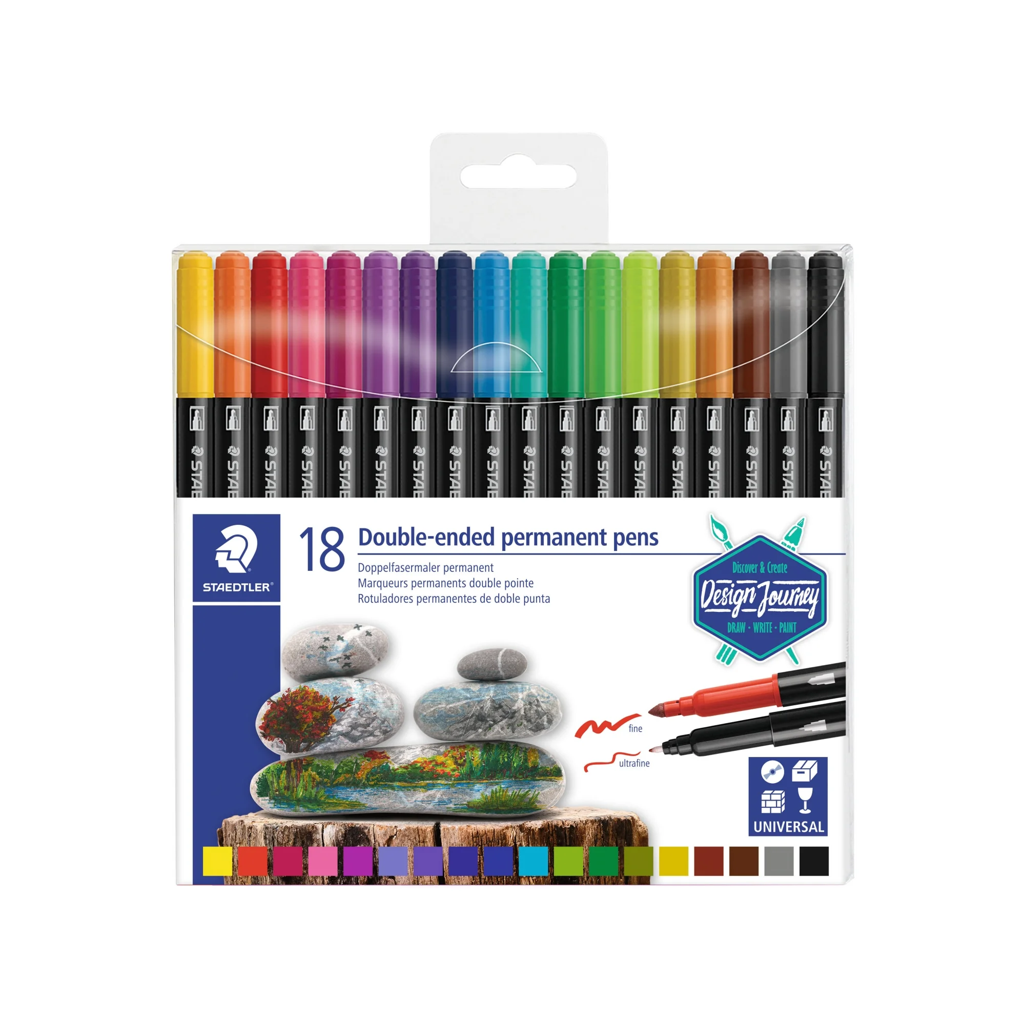 STAEDTLER Doppel-Fasermaler permanent, 18er Etui (EAN: 4007817042960)
