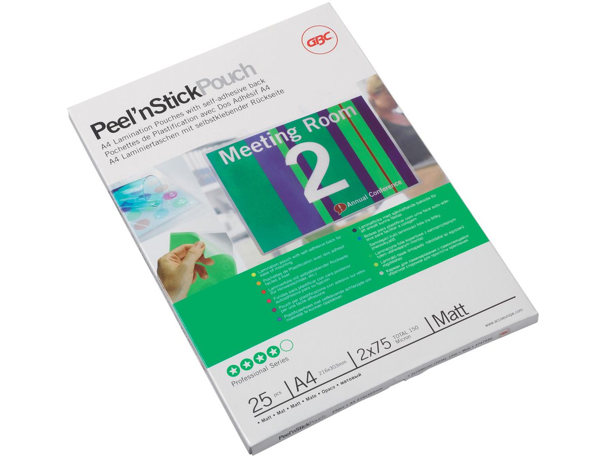 GBC Laminierfolientasche Peel'nStickPouch, DIN A4, 150 mic (EAN: 0033816055391)