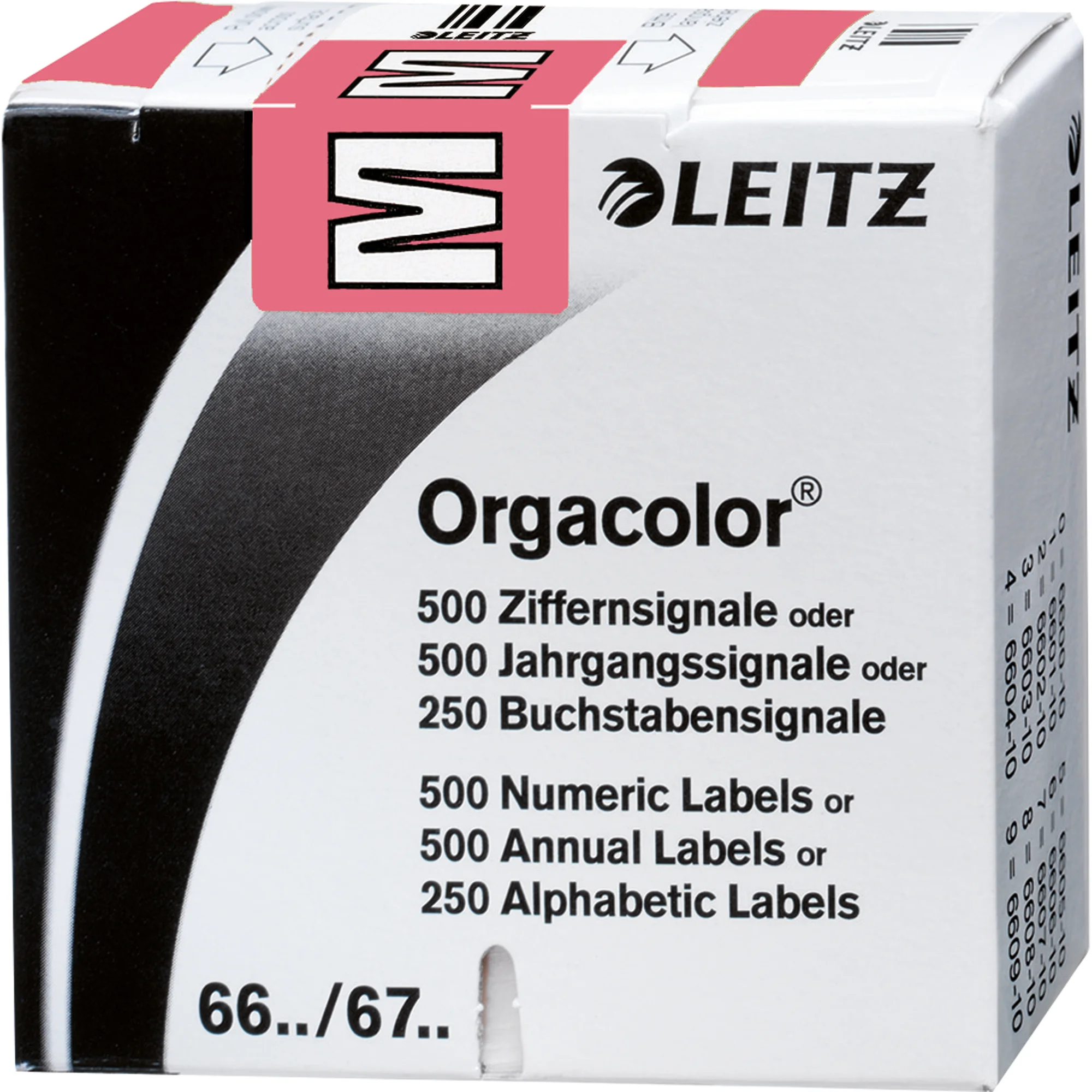 LEITZ Buchstabensignal Orgacolor "M", auf Rolle, rosa (EAN: 4002432314201)