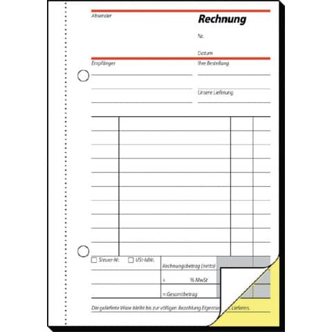 sigel Formularbuch "Rechnung", A6, 2 x 40 Blatt, SD (EAN: 4004360910777)
