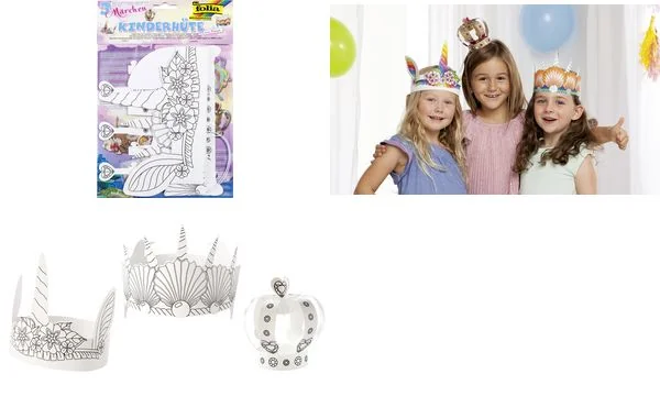 folia Kinderhüte-Set "MÄRCHEN", aus Pappe, weiß (EAN: 4001868105070)