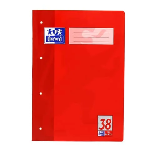 Oxford Schulheft, DIN A4, Lineatur 38 / kariert, 16 Blatt, rot (EAN: 4006144581777)